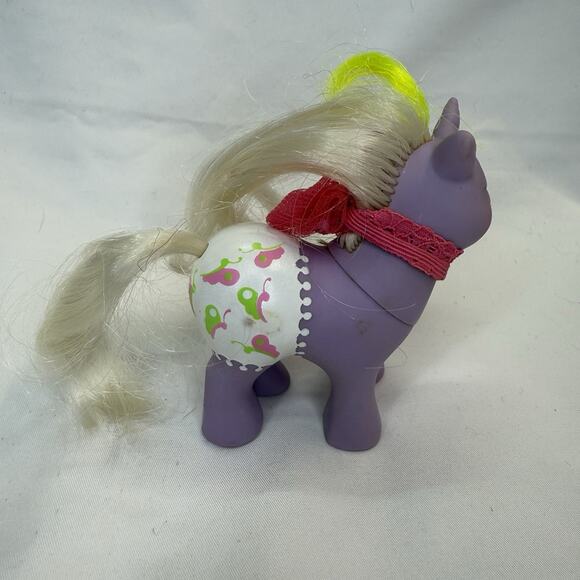 My Little Pony Hasbro MLP G1 1984 Fancy Pants Baby Glider Diaper Purple With Bow - Picture 2 of 3